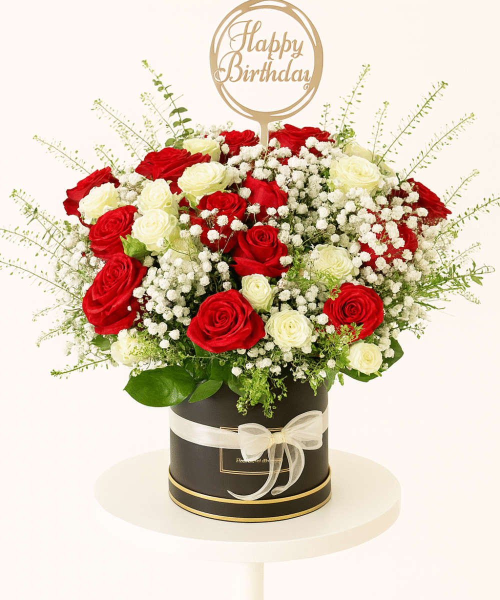 RED WHITE ROSE MIX BOX