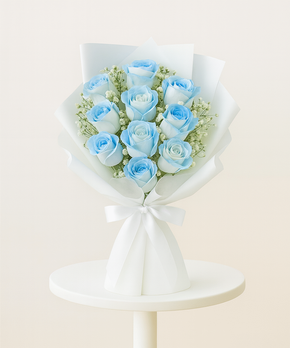 10 BLUE ROSES