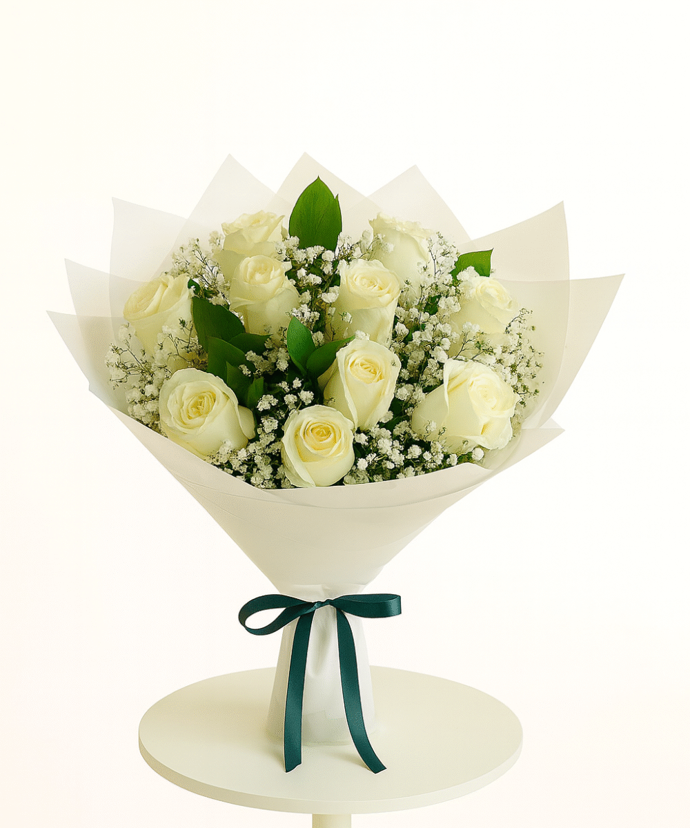 10 WHITE ROSES
