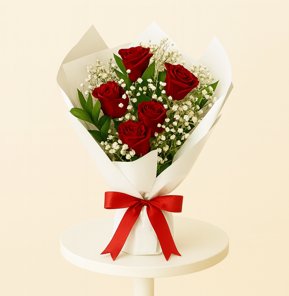 5 RED ROSES