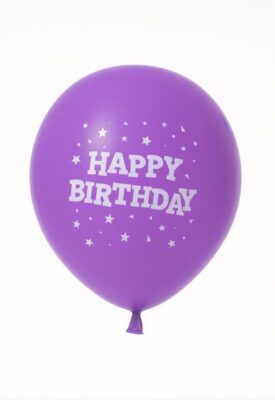 Helium Happy Birthday Balloon 2 (Purple/Printed)