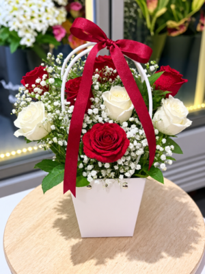 RED WHITE ROSE BAG