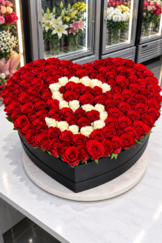 RED ROSE HEART BOX WITH ALPHABET