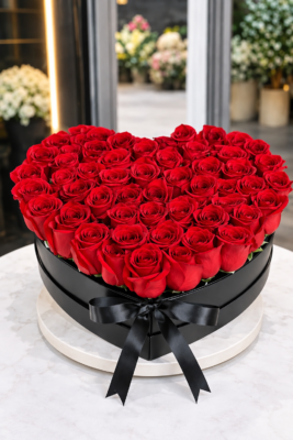 HEART ROSE BOX-50 ROSES