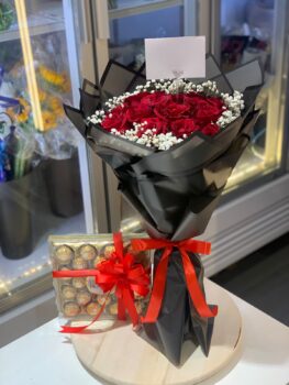 12 Rose Bouquet Chocolate Combo