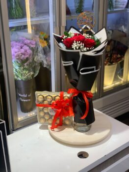 5 Rose Bouquet and Ferrero Rocher 24pcs Chocolate