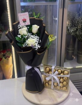 BOUQUET AND FERRERO ROCHER CHOCOLATE COMBO