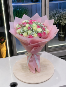 PINK WHITE MIX FLOWER BOUQUET
