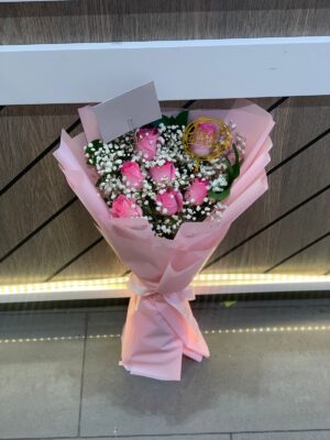 7 PINK ROSE BOUQUET(70 AED)