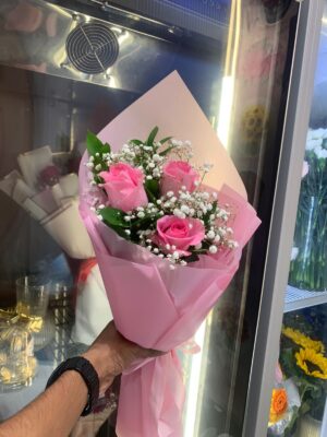 3 PINK ROSE BOUQUET