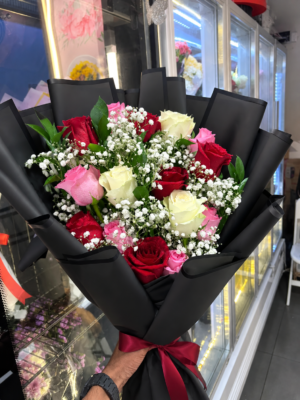 MIX ROSE BOUQUET-15 ROSES