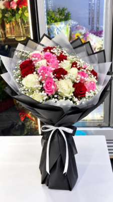 MIX ROSES BOUQUET - 25 ROSES