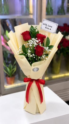 RED ROSE BOUQUET - 3 ROSES