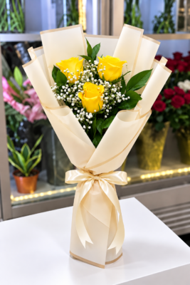 YELLOW ROSE BOUQUET - 3 ROSES