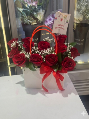 RED ROSE BAG BOUQUET