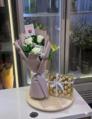 BOUQUET AND FERRERO ROCHER CHOCOLATE COMBO