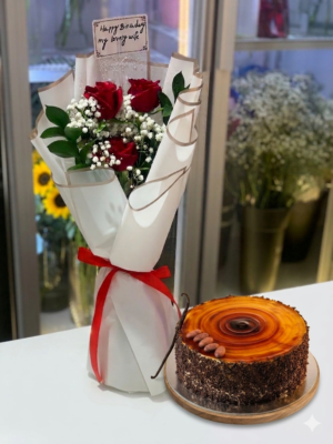 Premium Cake and Bouquet(Prebooking)