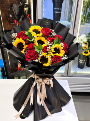 SUNFLOWER ROSE MIX BOUQUET