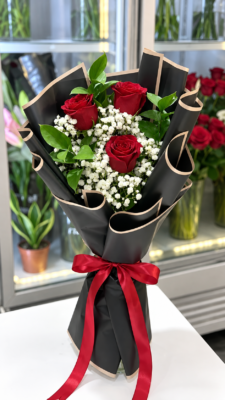 RED ROSE BOUQUET - 3 ROSES