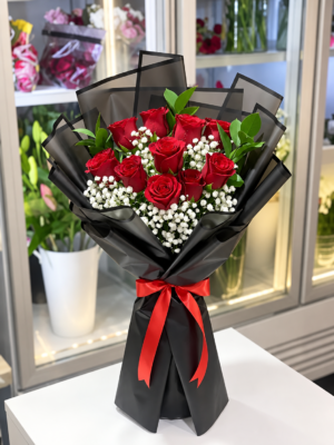 RED ROSE BOUQUET - 10 ROSES