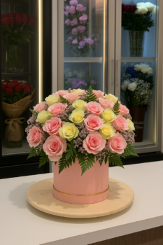 PINK WHITE ROSE BOX