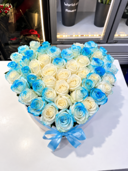 BLUE HEART BOX-51 ROSES