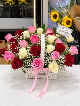 MIX ROSE BASKET FOR HER