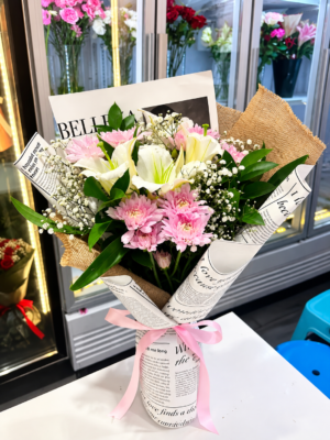 MIX FLOWER BOUQUET WRAPPED BEAUTIFULLY WITH JUTE