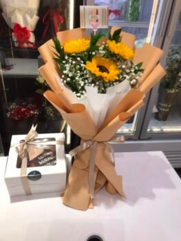 SUNFLOWER BOUQUET WITH CAKE COMBO