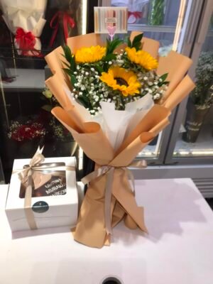 SUNFLOWER BOUQUET WITH CAKE COMBO