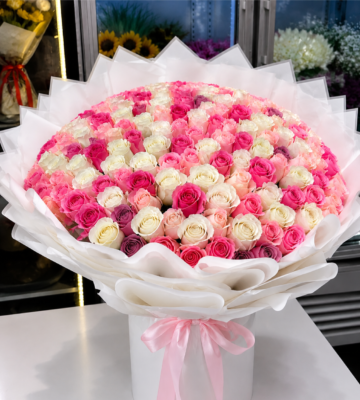 PREMIUM MIX ROSE BOUQUET - 100 ROSES