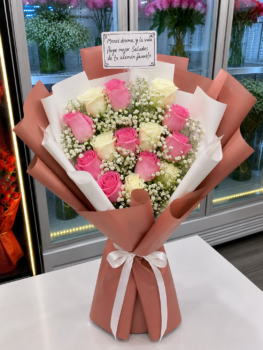 PINK WHITE MIX ROSE BOUQUET