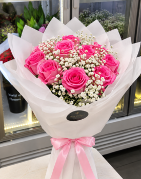 PINK ROSE BOUQUET - 10 ROSES