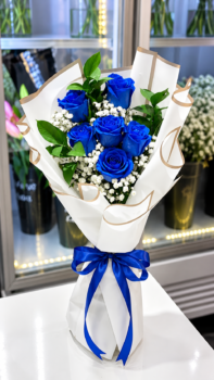 BLUE ROSE BOUQUET - 6 ROSES