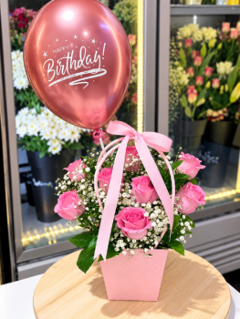 BAG BOUQUET AND BIRTHDAY BALLOON